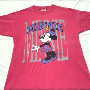 Vintage Minnie Mouse Disney T-Shirt Hot Pink 90s Size Large